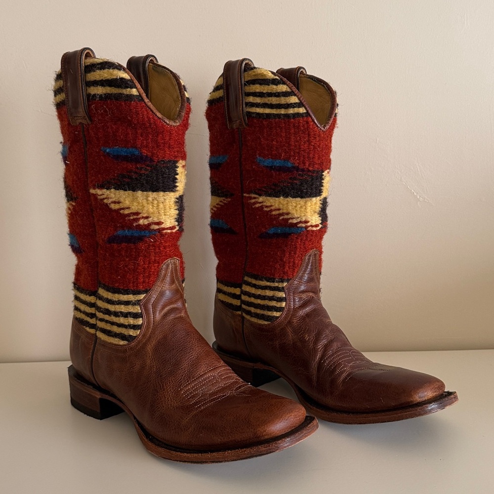 Stetson Roxanne Brown Serape Cowgirl Boots with Square Toe